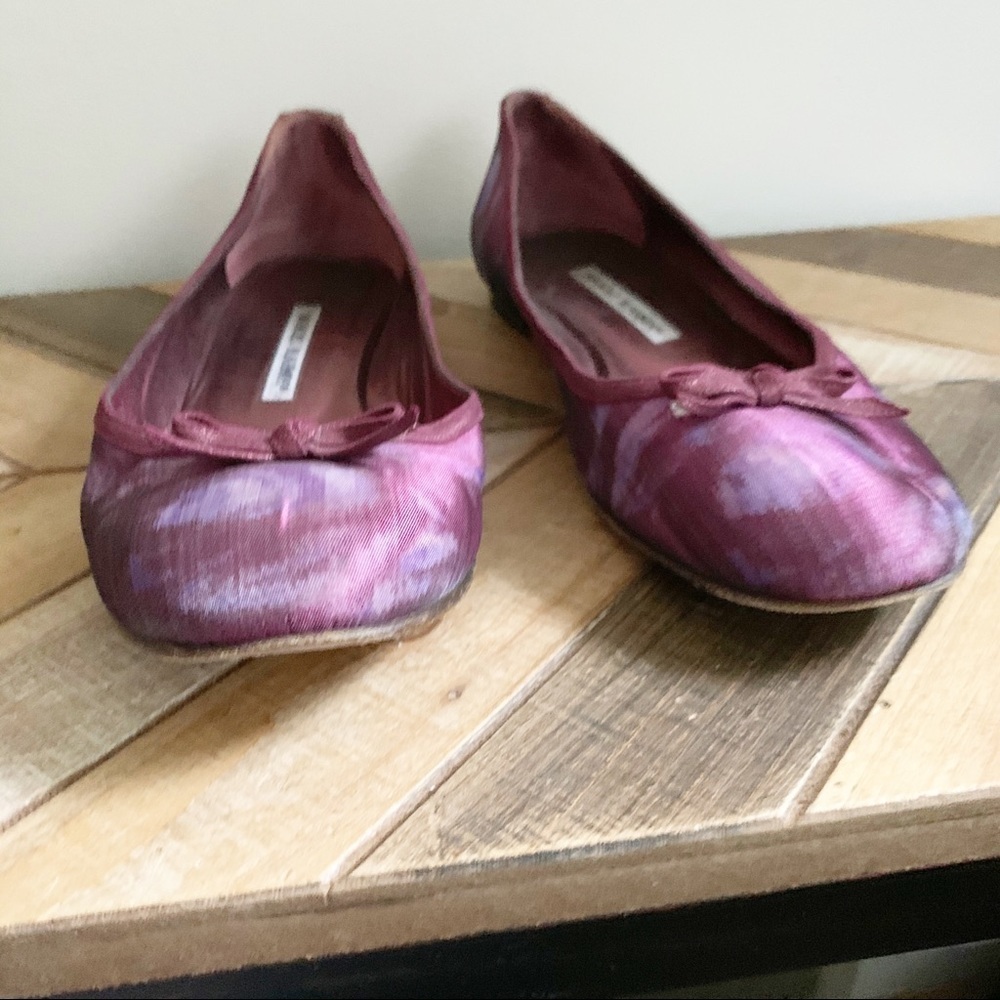 Manolo Purple Silk Floral Flats - Picture 2 of 13